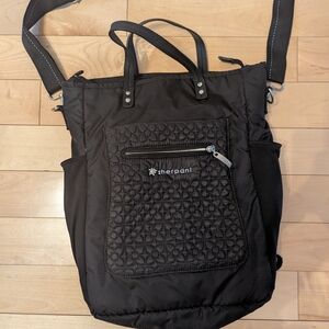 Sherpani Black Quilted Tote/Backpack/Shoulder Bag